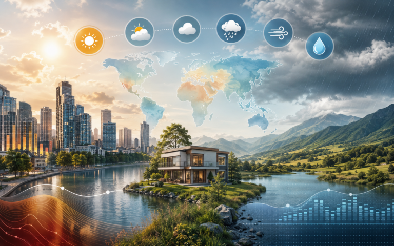 Gráfico que muestra la variabilidad de temperatura y precipitación en diferentes zonas climáticas