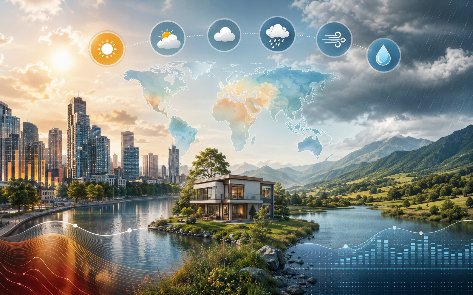 Gráfico que muestra la variabilidad de temperatura y precipitación en diferentes zonas climáticas